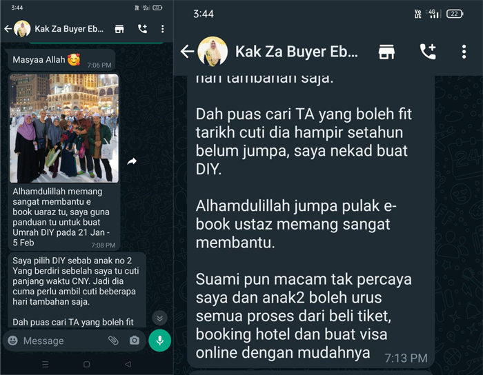 Testimoni pembaca ebook Rahsia Umrah DIY