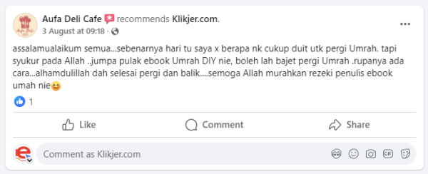 Pengalaman pembaca ebook Rahsia Umrah DIY